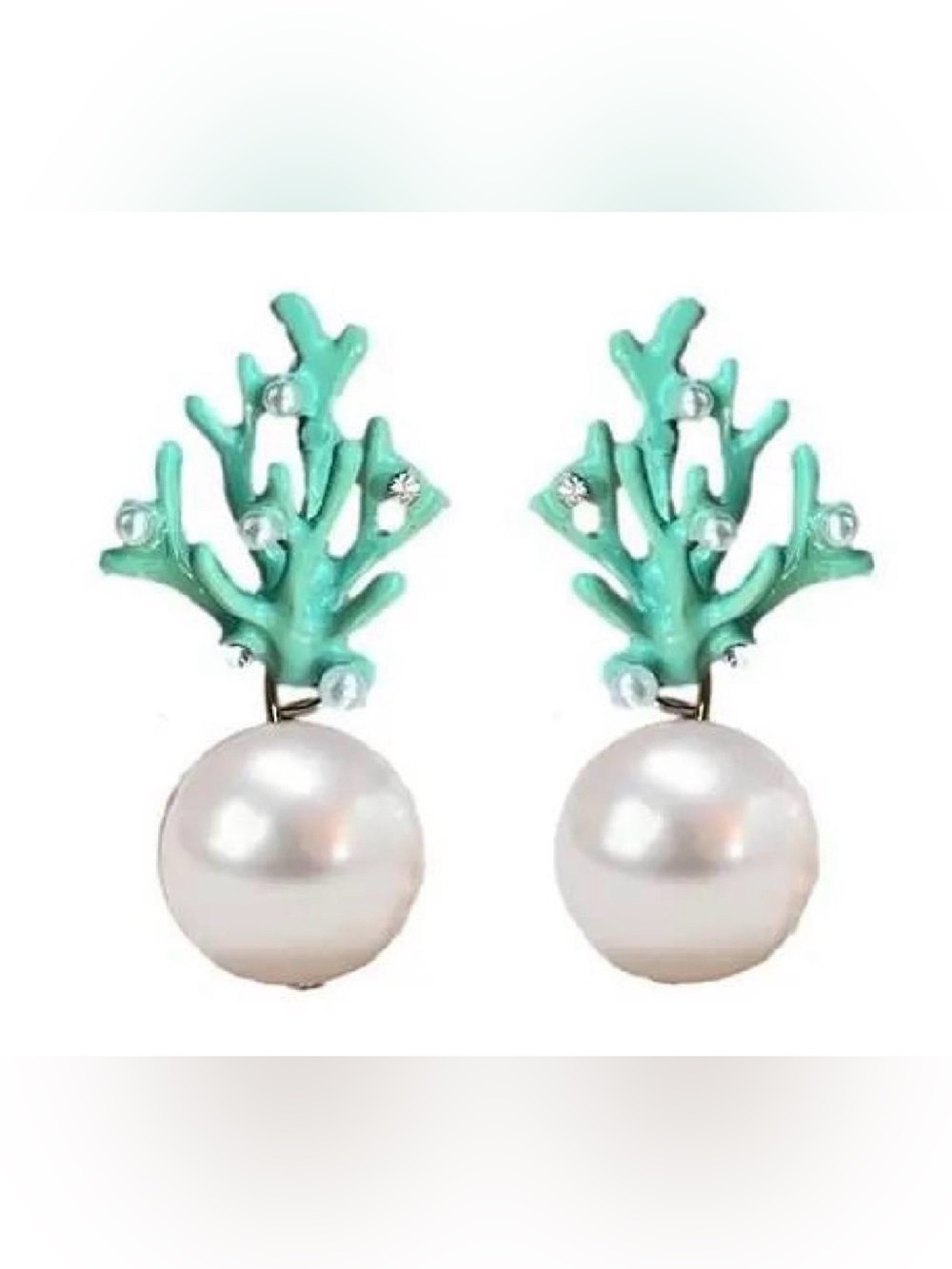 Pearl and Turquoise Coral
Mini Statement Earrings